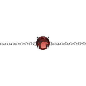 BRACELET ARGENT RHODIÉ PIERRE VÉRITABLE GRENAT 6,5MM 15+4CM
