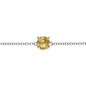 BRACELET ARGENT RHODIÉ PIERRE VÉRITABLE CITRINE 6,5MM 15+4CM