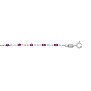 BRACELET ARGENT RHODIÉ OLIVES RÉSINE VIOLET TRANSPARENT 15+3CM