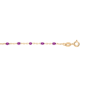 BRACELET ARGENT ET DORURE JAUNE OLIVES RÉSINE VIOLET TRANSPARENT 15+3CM