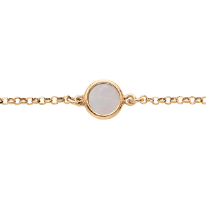 BRACELET ARGENT ET DORURE JAUNE  PASTILLE NACRE VÉRITABLE 16+3CMCM