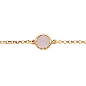 BRACELET ARGENT ET DORURE JAUNE  CABOCHON OEIL DE CHAT ROSE 16+3CMCM