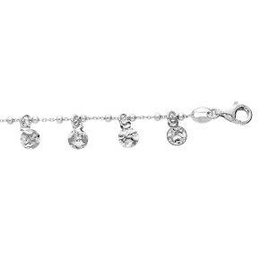 BRACELET ARGENT RHODIÉ MULTI PASTILLE PAMPILLE 16+3CM