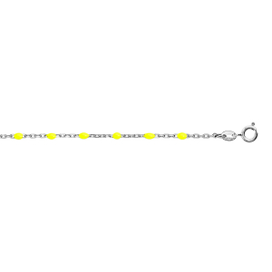 BRACELET ARGENT RHODIÉ OLIVES RÉSINE JAUNE FLUO 15+3CM