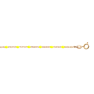 BRACELET ARGENT ET DORURE JAUNE OLIVES RÉSINE JAUNE FLUO 15+3CM