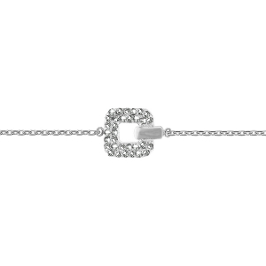 BRACELET ARGENT RHODIÉ CARRÉ OXYDES BLANCS SERTIS 18CM RÉGLABLE 16