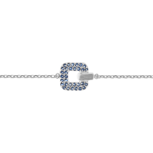 BRACELET ARGENT RHODIÉ CARRÉ OXYDES BLEUS SERTIS 18CM RÉGLABLE 16