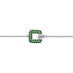 BRACELET ARGENT RHODIÉ CARRÉ OXYDES VERTS SERTIS 18CM RÉGLABLE 16