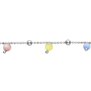 BRACELET ARGENT RHODIÉ BOULES VERRE SWAROVSKI PASTELS 16+3CM