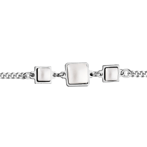 BRACELET ARGENT RHODIÉ 3 PERLES BLANCHES CARRÉES VERRE SWAROVSKI 16+3CM