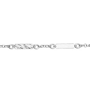 BRACELET ARGENT RHODIÉ PLAQUETTES RECTANGULAIRES DIAMANTÉES 16+2,5CM