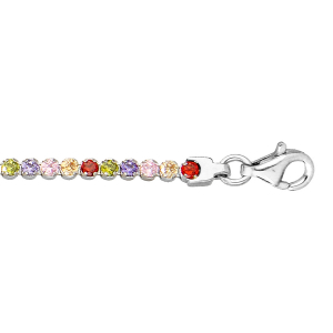 BRACELET ARGENT RHODIÉ OXYDES SERTIS MULTI COULEURS 16+3CM
