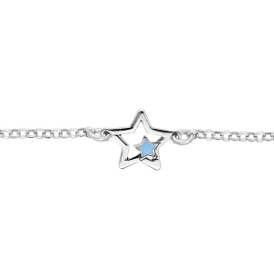 BRACELET ARGENT RHODIÉ ETOILE AVEC RÉSINE 15+2CM