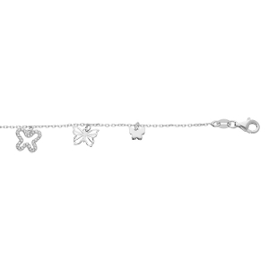 BRACELET ARGENT RHODIÉ PAPILLON OXYDES SERTIS 15+3CM