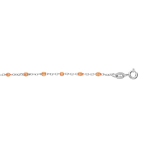 BRACELET ARGENT RHODIÉ OLIVES RÉSINE ORANGE TRANSPARENT 15+3CM