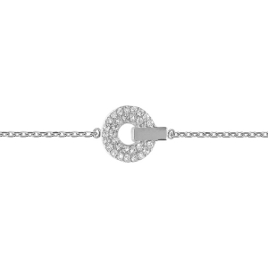 BRACELET ARGENT RHODIÉ ROND OXYDES BLANCS SERTIS 18CM RÉGLABLE 16