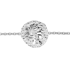 BRACELET ARGENT RHODIÉ MOTIF DEESSE GRECQUE FINITION ANTIQUE 16+2CM