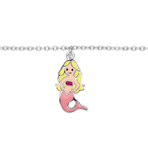 BRACELET ARGENT RHODIÉ SIRENE AVEC RÉSINE PASTEL RÉGLOABLE 13+4CM