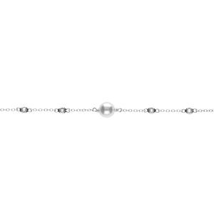 BRACELET ARGENT RHODIÉ PERLE BLANCHE IMITATION 16+3CM