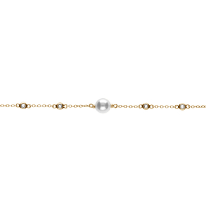 BRACELET ARGENT DORÉ PERLE BLANCHE IMITATION 16+3CM