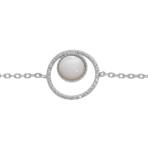BRACELET ARGENT RHODIÉ 6MM NACRE BLANCHE VÉRITABLE 16+3CM