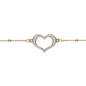 BRACELET ARGENT DORÉ CHAINE BOULES AVEC COEUR  GIVRÉ 16+3CM