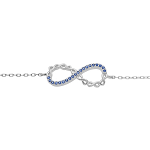 BRACELET ARGENT RHODIÉ INFINI AVEC OXYDES BLEUS  16+3CM