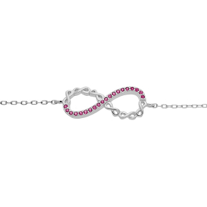 BRACELET ARGENT RHODIÉ INFINI AVEC OXYDES ROSES  16+3CM