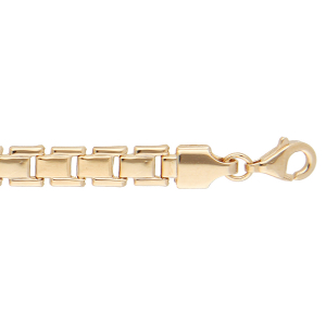 BRACELET ARGENT ET DORURE JAUNE MAILLE PLATE 18CM