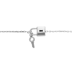BRACELET ARGENT RHODIÉ CADENAS ET CLEF 16+3CM
