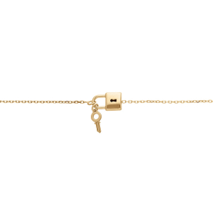 BRACELET ARGENT ET DORURE JAUNE CADENAS ET CLEF 16+3CM