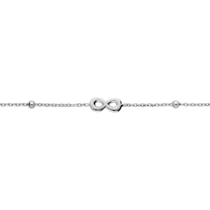 BRACELET ARGENT RHODIÉ FINE BOULES ET INFINI 16+3CM