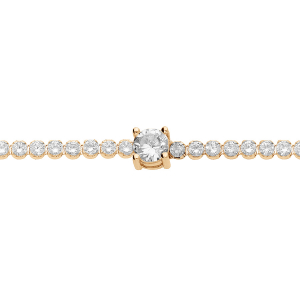 BRACELET ARGENT ET DORURE JAUNE  RIVIERE OXYDES BLANCS SERTIS 16+3CM