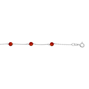 BRACELET ARGENT RHODIÉ BOULES AMBRE VÉRITABLE 16+3CM