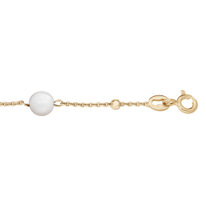 BRACELET ARGENT ET DORURE JAUNE CUBES ET 3 BOULES PIERRE DE LUNE VÉRITABLE 16+3CM