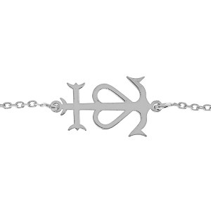BRACELET ARGENT RHODIÉ CHAINE FORCAT CROIX CAMARGUAISE 15+3CM