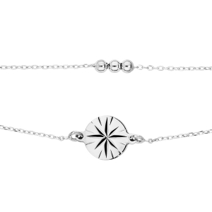 BRACELET ARGENT RHODIÉ DOUBLE CHAINE PASTILLE ETOILE ET BOULES  16+3CM