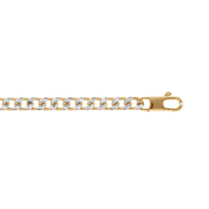 BRACELET ARGENT DORÉ MAILLE GOURMETTE 5MM  DIAMANTÉ  19CM