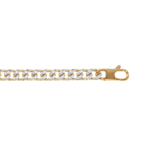 BRACELET ARGENT DORÉ MAILLE GOURMETTE 6MM  DIAMANTÉ  20CM