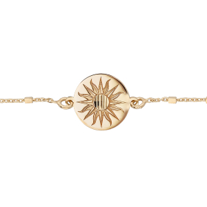 BRACELET ARGENT ET DORURE JAUNE AVEC PASTILLE SOLEIL  16+3CM