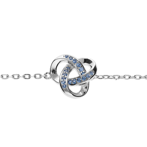 BRACELET ARGENT RHODIÉ  NOEUD OXYDES BLEU CIEL SERTIS 16+3CM