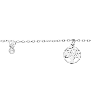 BRACELET ARGENT RHODIÉ PAMPILLES ARBRE DE VIE ET BOULES 16+3CM