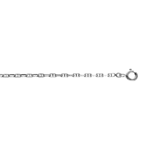 BRACELET ARGENT RHODIÉ  MAILLE MARINE INVERSEE 18CM
