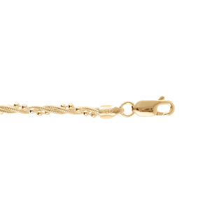 BRACELET ARGENT DORÉ TRIPLE CHAINE TORSADE 18CM