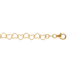 BRACELET ARGENT DORÉ MAILLE FORME COEUR 5MM 18CM