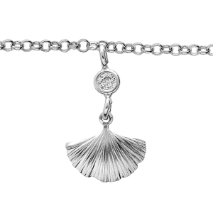 BRACELET ARGENT RHODIÉ PAMPILLE EVENTAIL ET 1 OXYDE BLANC SERTI CLOS 16+2CM