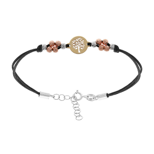 BRACELET ARGENT ET DORURE 3 TONS ARBRE DE VIE 16+3CM