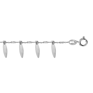 BRACELET ARGENT RHODIÉ FIL DIAMANTE PAMPILLES 16+3CM