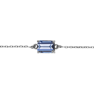 BRACELET ARGENT RHODIÉ PENDENTIF RECTANGULAIRE OXYDE BLEU CIEL 16+3CM