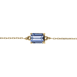 BRACELET ARGENT DORÉ PENDENTIF RECTANGULAIRE OXYDE BLEU CIEL 16+3CM